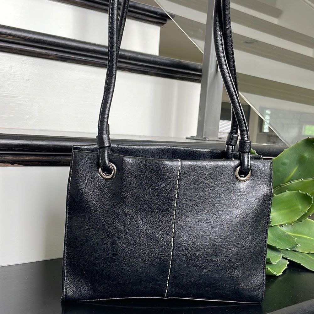 New vegan leather shoulder bag,minimalist handbag purse black